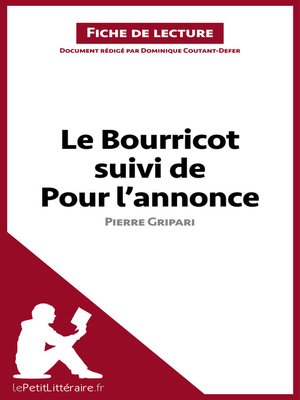 cover image of Le Bourricot suivi de Pour l'annonce de Pierre Gripari (Fiche de lecture)